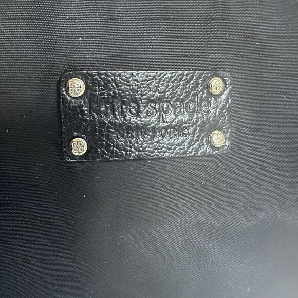 Kate Spade Maise Black Nylon Large Tote‎ Shoulder Bag Side Pockets Purse Leather - Picture 7 of 12